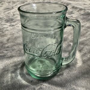 Vintage Coca-Cola Green Glass Stein Mug with Handle 16oz Coke